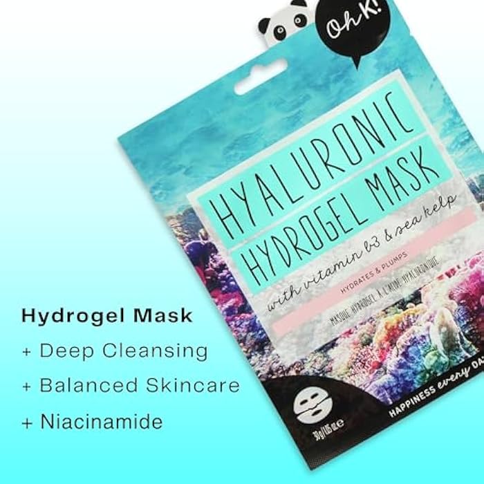 Oh K! Hydrogel Mask - Moisturizing Face Mask Sheet - Hydrating Face Sheets - Rich in Hyaluronic Acid, Niacinamide - Korean Skincare - 1 Pc - Image 4