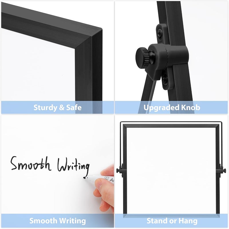 ARCOBIS Small WhiteBoard with Stand 10" X 10", Magnetic Double-Sided Dry Erase White Board Easel for Desk Students Home Office,Black - Image 4
