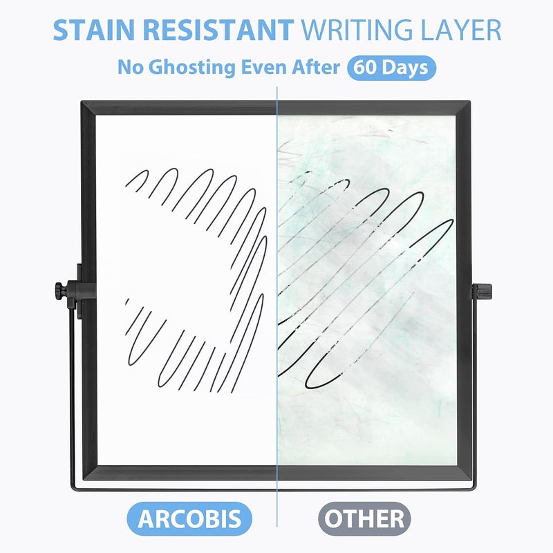 ARCOBIS Small WhiteBoard with Stand 10" X 10", Magnetic Double-Sided Dry Erase White Board Easel for Desk Students Home Office,Black - Image 3