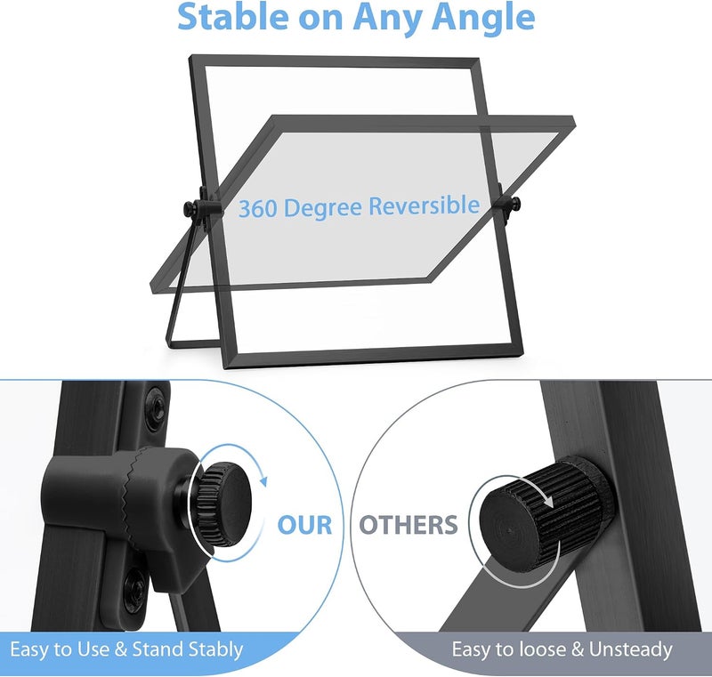 ARCOBIS Small WhiteBoard with Stand 10" X 10", Magnetic Double-Sided Dry Erase White Board Easel for Desk Students Home Office,Black - Image 2