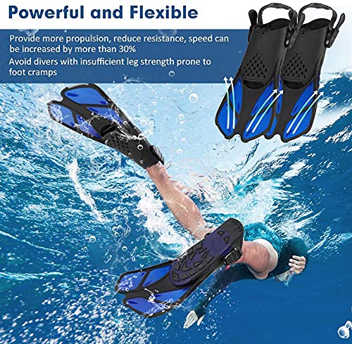 Sugaroom Snorkel Fins, Swim Fins with Adjustable Buckles, Open Heel, Travel Size Short Flippers for Snorkeling, Swimming and Scuba Diving, Diving Fins with Mesh Bag for Adult Men Women Kids - Image 3