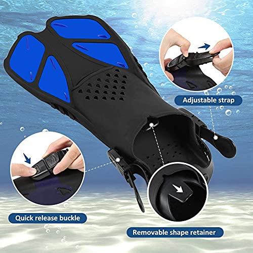 Sugaroom Snorkel Fins, Swim Fins with Adjustable Buckles, Open Heel, Travel Size Short Flippers for Snorkeling, Swimming and Scuba Diving, Diving Fins with Mesh Bag for Adult Men Women Kids - Image 5