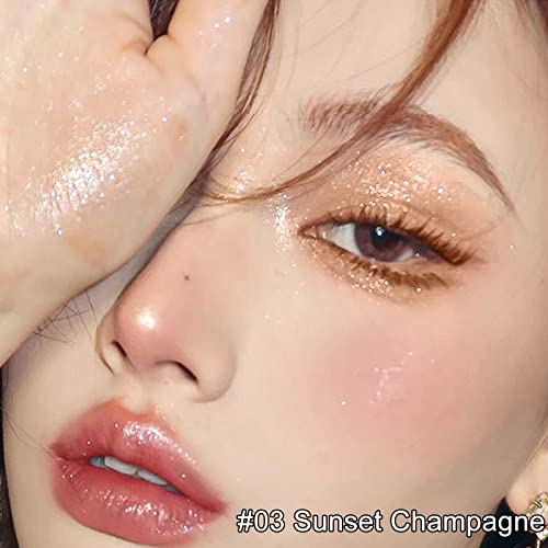 Erinde Liquid Glitter Eyeshadow Eyeliner Metallic Shimmer Glitter Eyeshadow Liner High Pigment Colored Eyeliner Waterproof Long Lasting Sparkle Makeup for Women Sunset Champagne - Image 3