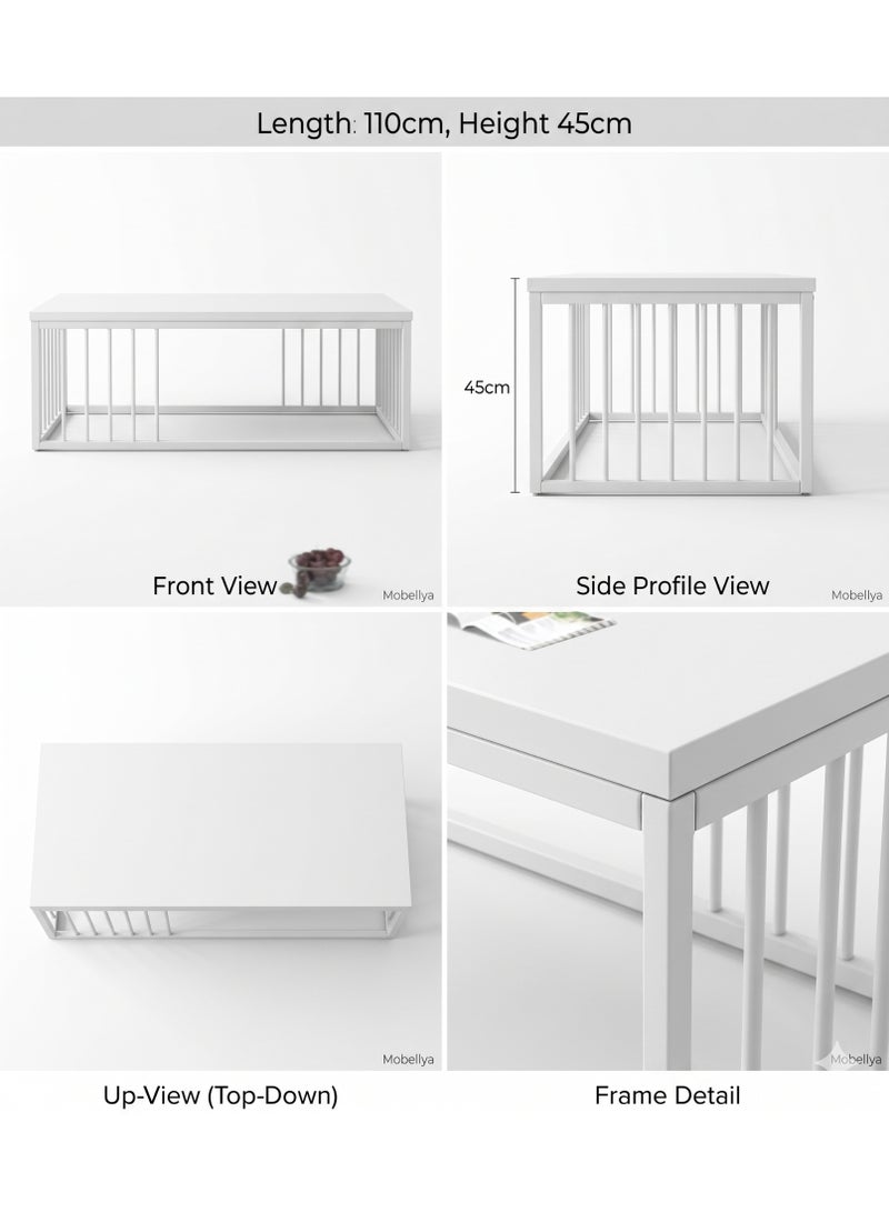 Mobellya Modern Rectangular Coffee Table with Open Storage and Metal Frame - Image 4