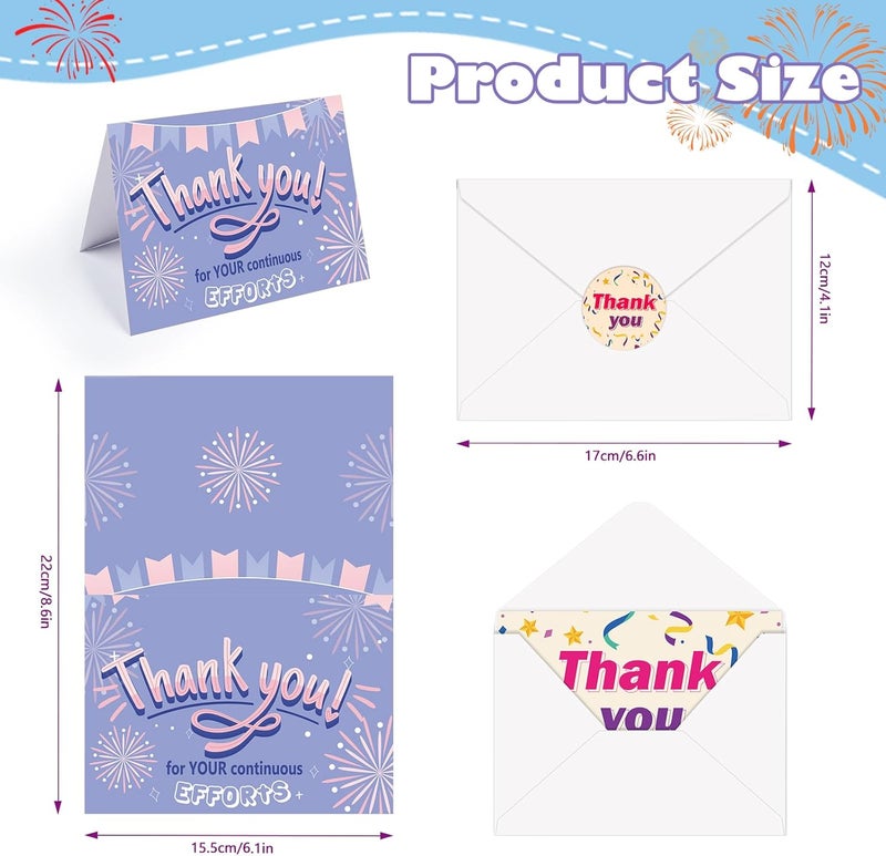 Konsait 24 Sheets Employee Appreciation Cards with Envelopes Stickers 12 Designs Thank You Cards for Employees Appreciation Work Anniversary 6x4 in Staff Appreciation Cards - Image 2