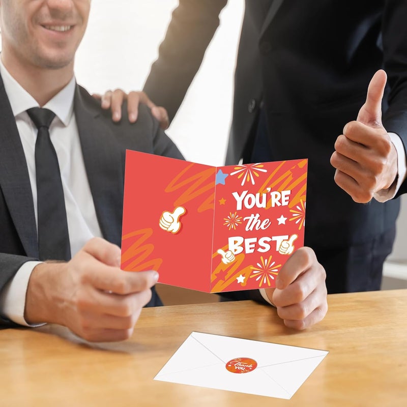 Konsait 24 Sheets Employee Appreciation Cards with Envelopes Stickers 12 Designs Thank You Cards for Employees Appreciation Work Anniversary 6x4 in Staff Appreciation Cards - Image 5