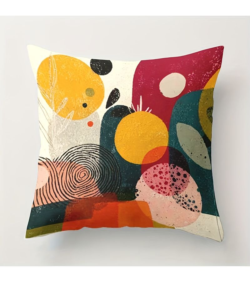 Geometric Cushion Covers 4Pcs 17x17 Inch Multicolor Square Pillow Case with Zipper - Image 4