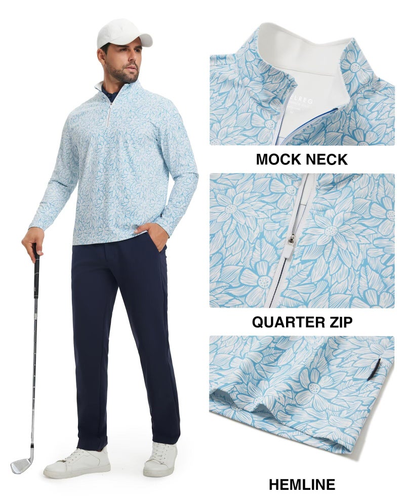 M MAELREG Mens Pullover Quarter Zip Golf Sport Casual Long Sleeve Fishing Half Zip Pullover Sweatshirts for Men - Image 3