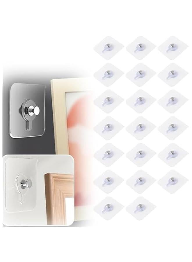 Drill Free Adhesive Hooks,Upgraded Picture Hangers Without Nails,Adhesive Wall Mount Screw Hooks for Hanging,Nail Free Wall Hangers for Kitchen, Bathroom (20 PCS, 2.36 * 3.93 inch)  - Image 1