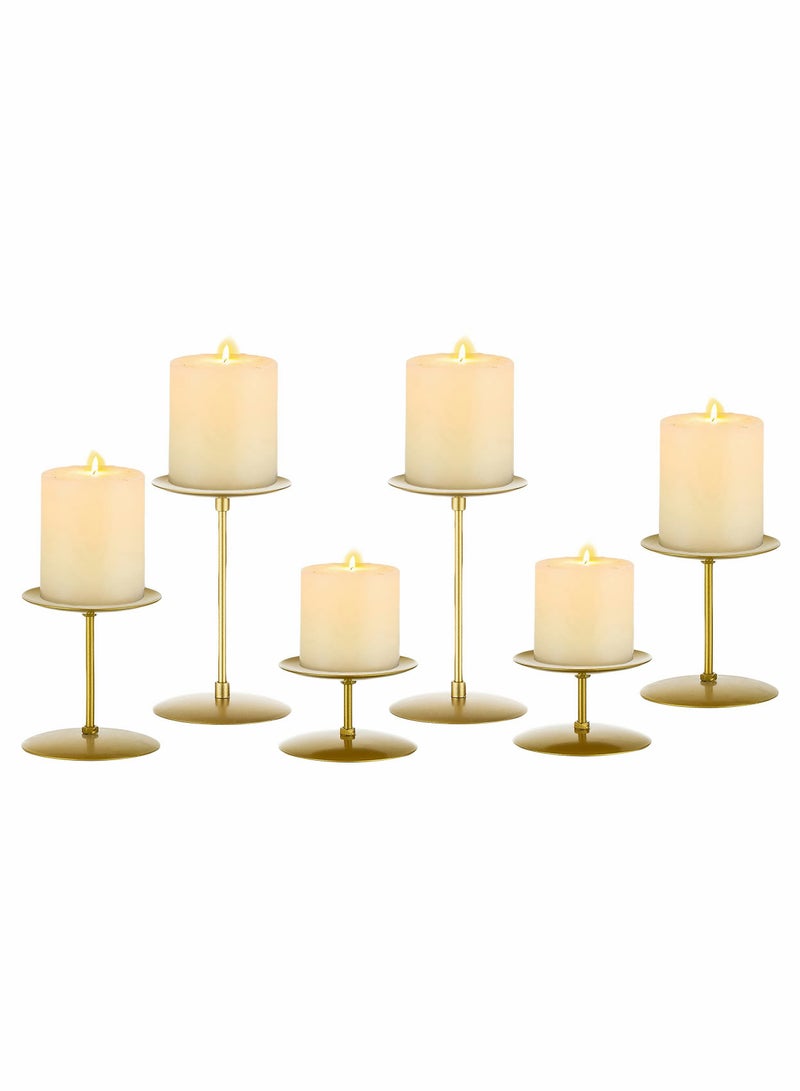 Excefore Candle Holders Candle Plates - Set of 6 Candelabra Candle Stand Iron Plate Minimalism Modern Home Mantel Dinning Table Decorations Centerpiece for Wedding, Party, Events, Gold - Image 1