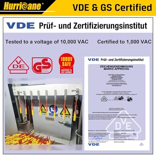 HURRICANE 13 Piece 1000V Insulated Electrician Screwdriver Set CrV Magnetic Tip 4 slotted 2 Phillips 2 Pozidriv 3 Torx 1 Electroprobe and 1 handle Ideal for Professional Home Repair - Image 3