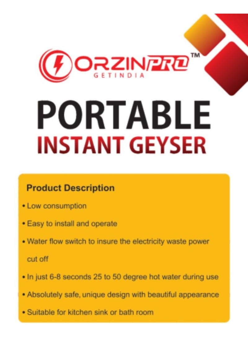 ORZINPRO ORZINPRO Auto Cut Off Portable Instant Water HeaterGeyser for Kitchen Bathroom Office Restaurant Saloon Parlor r  - Image 5