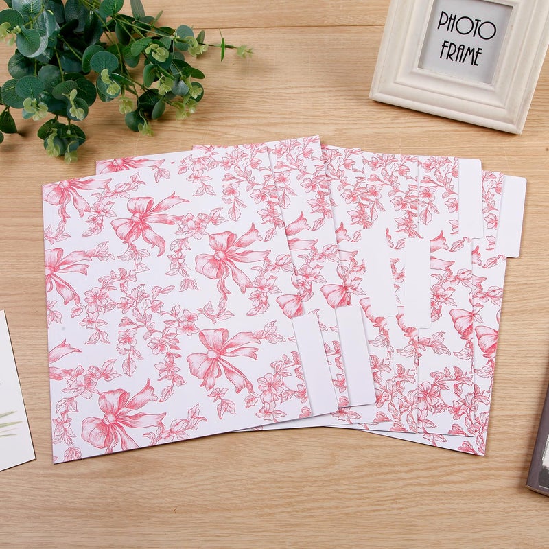 Quera 12 Pack Pink Bow Floral Decorative File Folders Letter Size(9.5 x 11.5) Bowknot Coquette File Pockets Fashion Folders with 1/3 Cut Tab for Home Office Classroom Supplies - Image 5