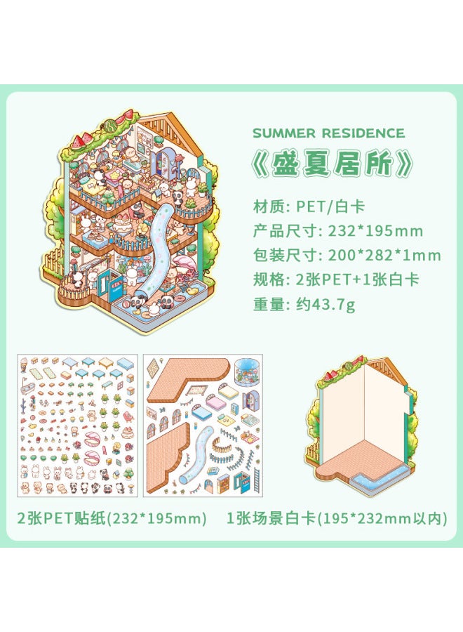 HELPS Creative Spring, Summer, Autumn And Winter Plus Size Landscaping Stickers Three-layer 3d Three-dimensional Collage Miniature Scene Hand Account Stickers Stickers - Image 1