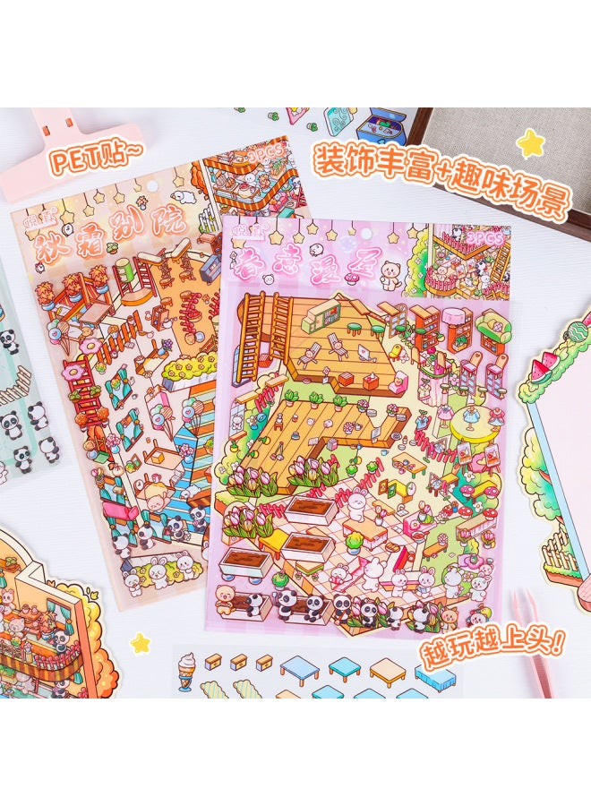 HELPS Creative Spring, Summer, Autumn And Winter Plus Size Landscaping Stickers Three-layer 3d Three-dimensional Collage Miniature Scene Hand Account Stickers Stickers - Image 4