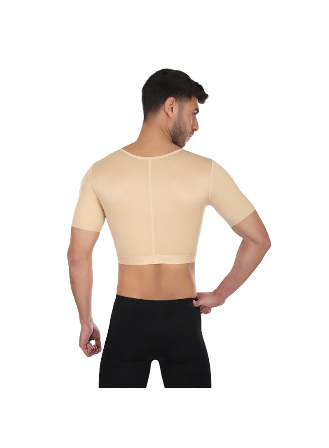 Sedra Shapely Men's compression post-surgery corset, helps tighten the body and reduce swelling, made of comfortable material with a front zipper, by Sidra Shiabley, beige, size large - Image 2