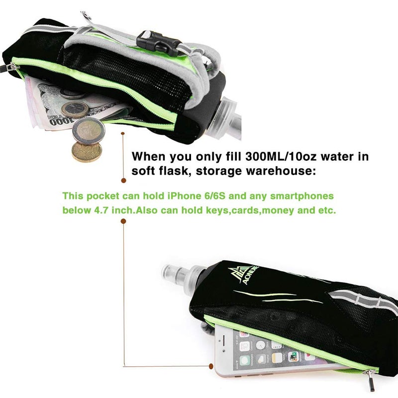 AONIJIE Geila Handheld Water Bottle for Running, 17 oz Grip Handheld Bottle with Hand Strap Hydration Pack, Sport Soft Flask (Black) - Image 3