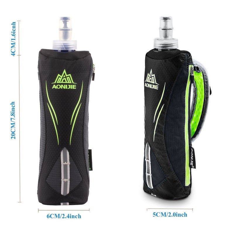AONIJIE Geila Handheld Water Bottle for Running, 17 oz Grip Handheld Bottle with Hand Strap Hydration Pack, Sport Soft Flask (Black) - Image 2