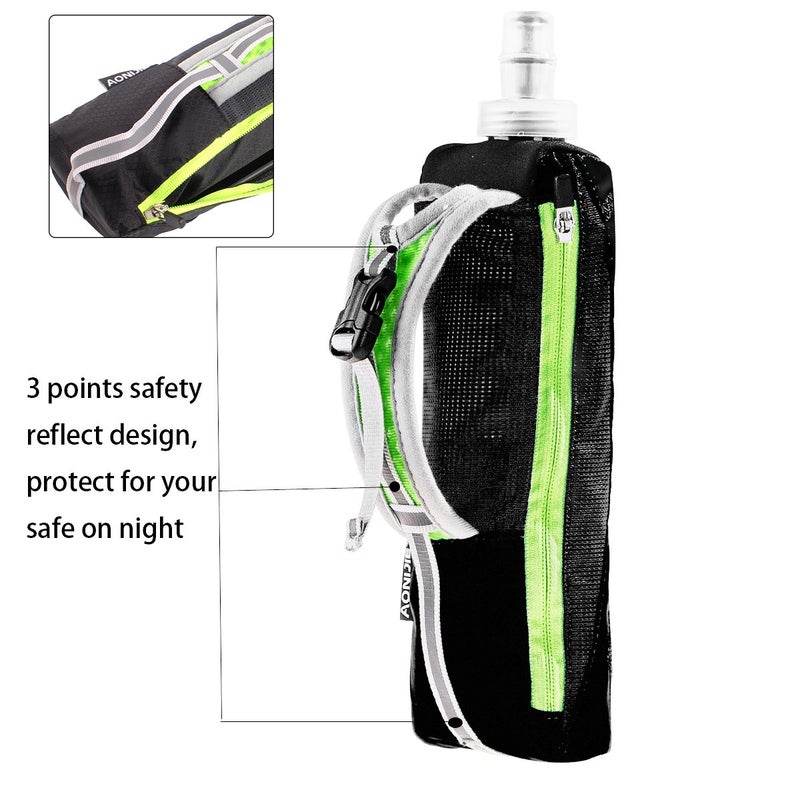 AONIJIE Geila Handheld Water Bottle for Running, 17 oz Grip Handheld Bottle with Hand Strap Hydration Pack, Sport Soft Flask (Black) - Image 5