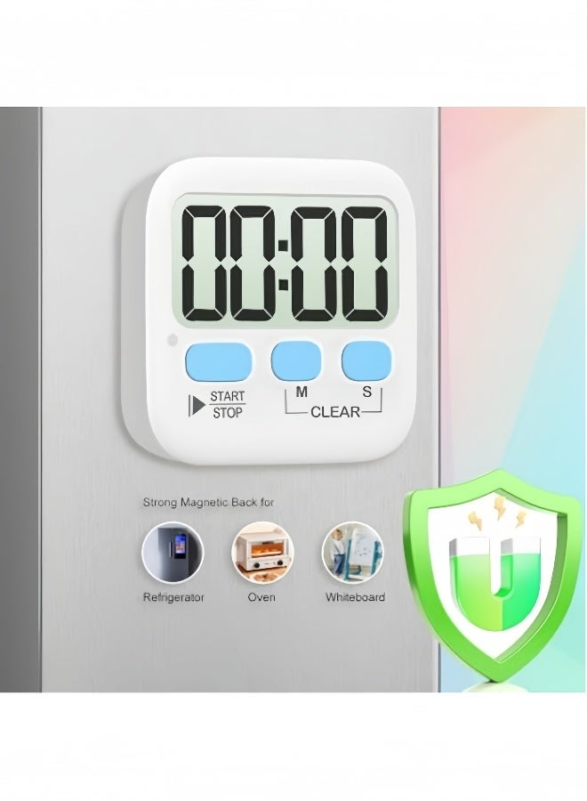 Kibee 2 Pack LED Digital Kitchen Countdown Magnetic Timer White - Image 3