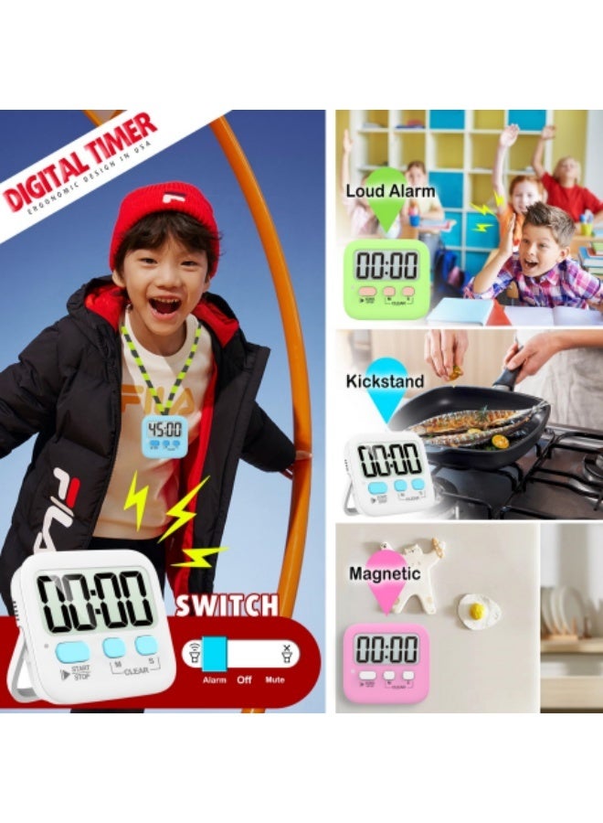 Kibee 2 Pack LED Digital Kitchen Countdown Magnetic Timer White - Image 5