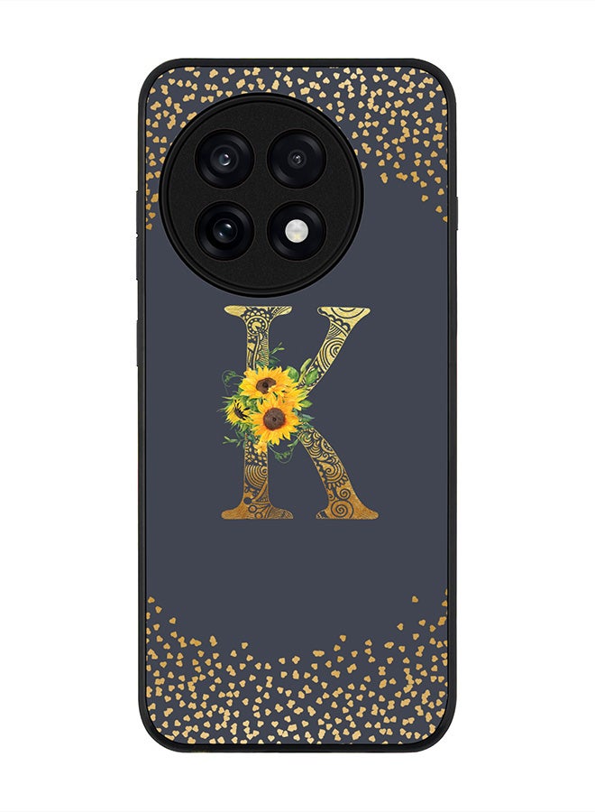 Stylizedd For OnePlus 13R / Ace 5 Pro Case,Slim fit Camera Protection, Shockproof Thin Phone cover  - Custom Floral Monogram - K  (Grey )