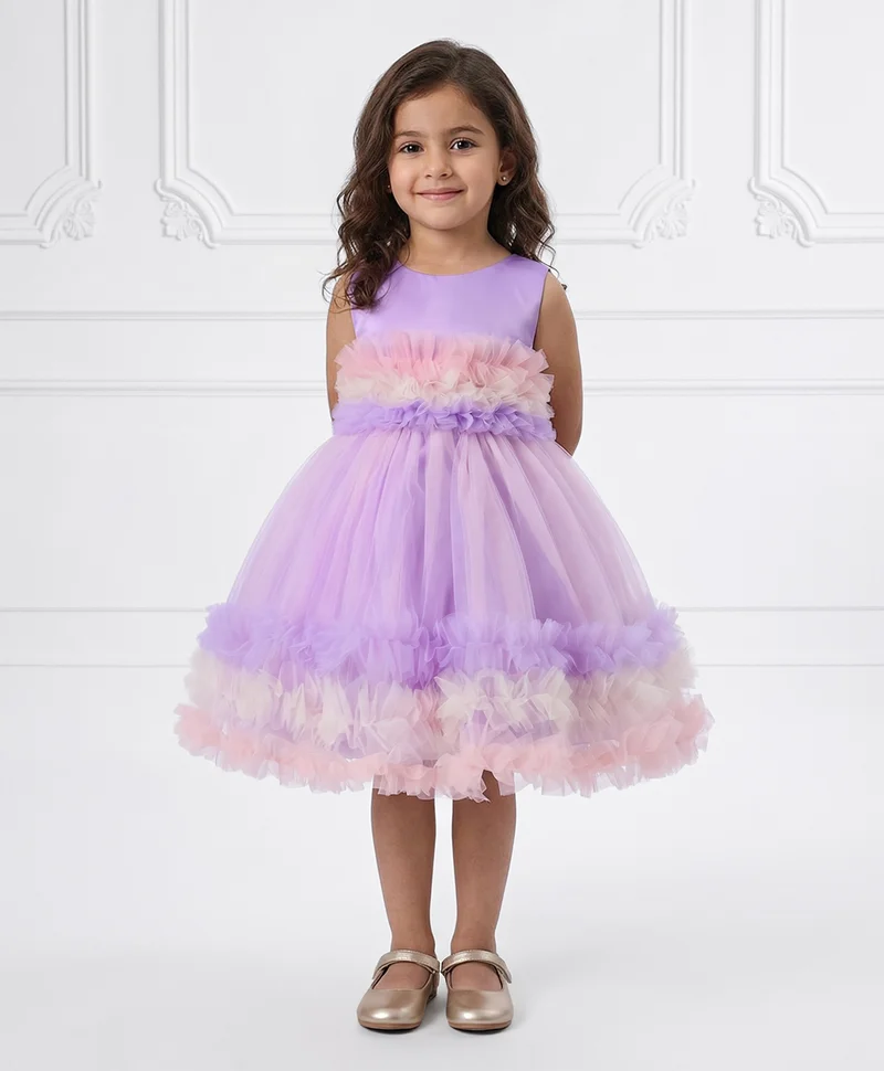 مارك وميا مارك and ميا فستان منفوش بدون أكمام بتفاصيل فيونكة من الخلف - أرجواني