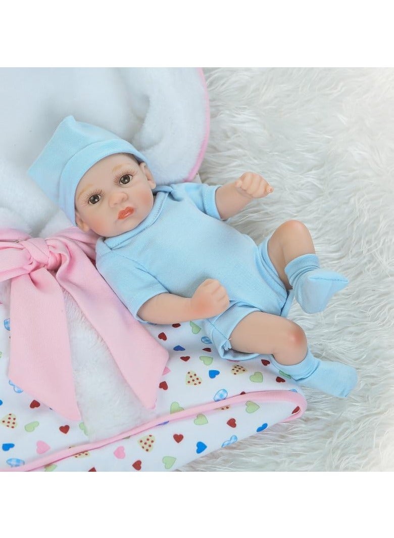 general Realistic Mini Palm Reborn Baby Doll Full Body Soft Silicone, 11 Inch Cute Baby Doll Toy, Realistic Simulation Baby Doll Kids Toy, Perfect for Birthday Gifts Over 3 Years Old - Image 1