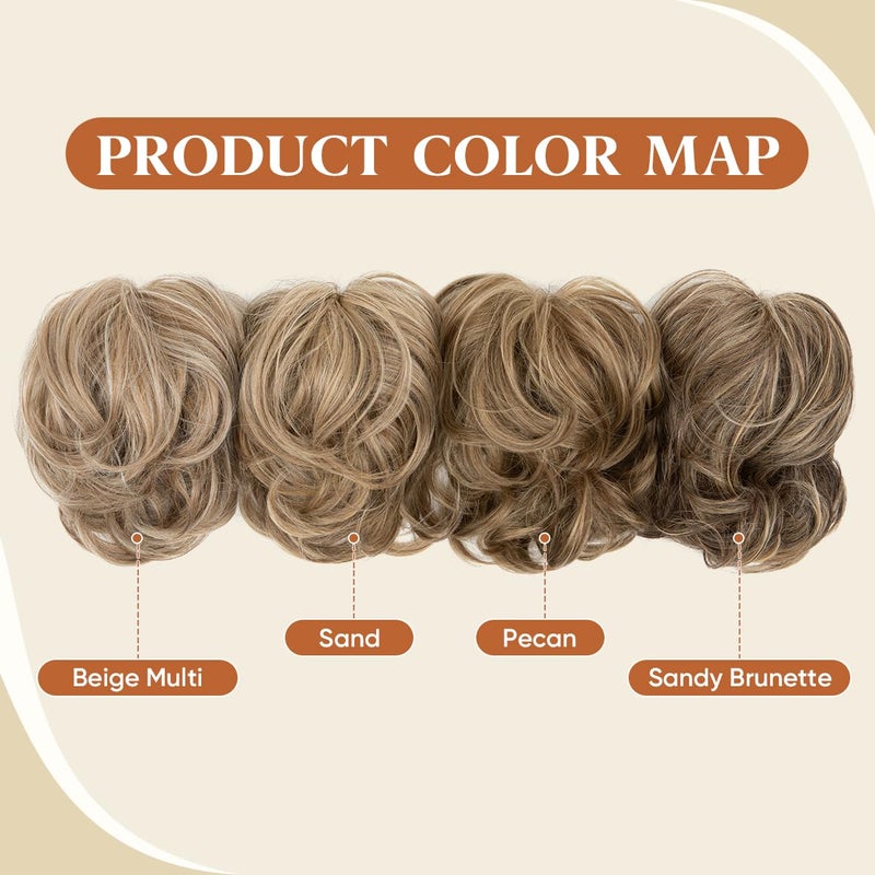 youngways Claw Clip Short Ponytail Messy Bun Hair Piece Bendable Hair Branch Extensions Fluffy Wavy Curly Synthetic Versatile Sand Hairpieces - Image 4