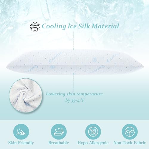 Dreamood Cooling Body Pillow Firmer 3200g 100% Shredded Memory Foam Body Pillows for Adults Side Sleeper Pregnancy Full Body Pillow 20x54 inch Adjustable with Washable Cover - Image 5