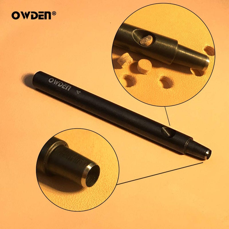 OWDEN Professional 6Pcs. Leather Hollow Punch Set. Size: 1.0-5.0mm for Belt, Watch Band and Strap Gasket. with a Free mini Cutting mat. - Image 3