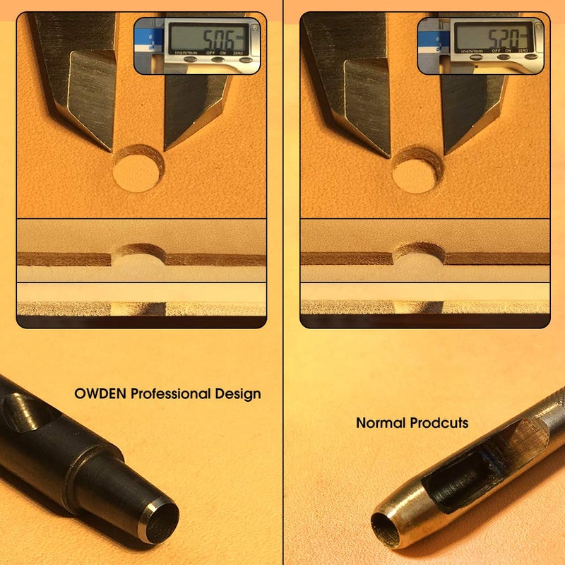 OWDEN Professional 6Pcs. Leather Hollow Punch Set. Size: 1.0-5.0mm for Belt, Watch Band and Strap Gasket. with a Free mini Cutting mat. - Image 4