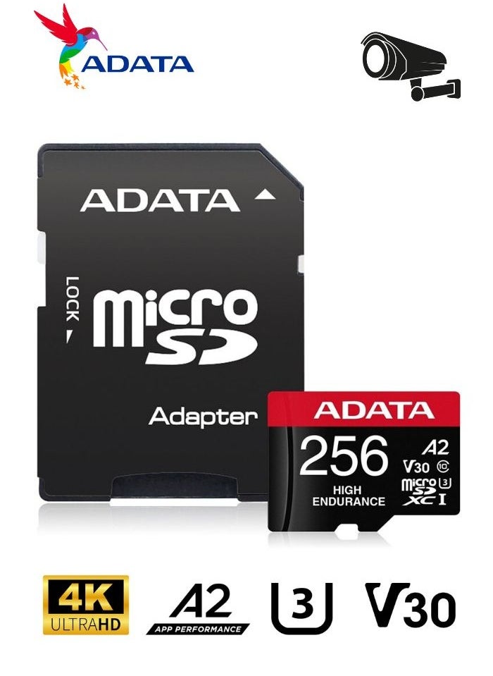 ADATA - ADATA High Endurance 256GB microSDXC/SDHC UHS-I Card For Video Monitoring CCTV - Image 1