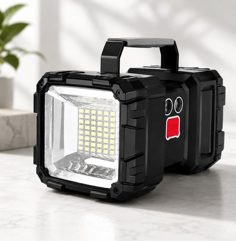 Ultra-Bright Rechargeable LED Spotlight & Floodlight W844 – Dual-Sided Portable Work Lamp 178×132×102mm, 7 Light Modes (High/Medium/Low + Red/Blue Strobe), USB Charging, Battery Indicator, Handle Grip, Waterproof Torch for Camping, Car Repair & Outdoor Use - Image 2