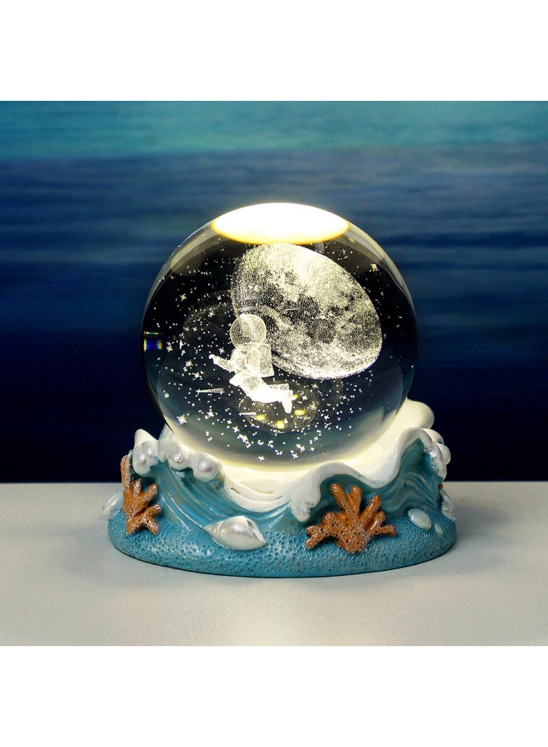 Crystal Ball Night Light with Ocean Base - Image 1