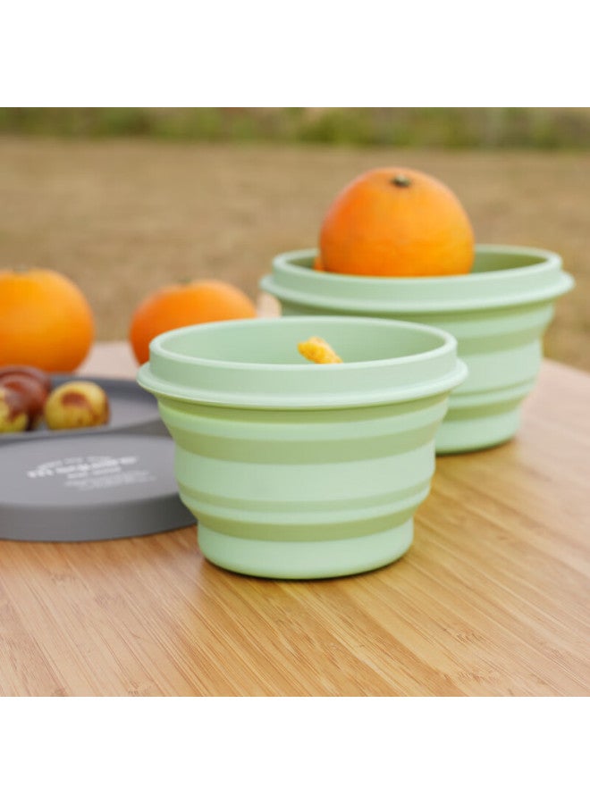 M Square Folding Bowl, Portable Travel Silicone Cup Bowl, Food-grade Ramen Bowl, Camping Picnic Baby Bowl, Vintage Green Large Bowl - Image 4