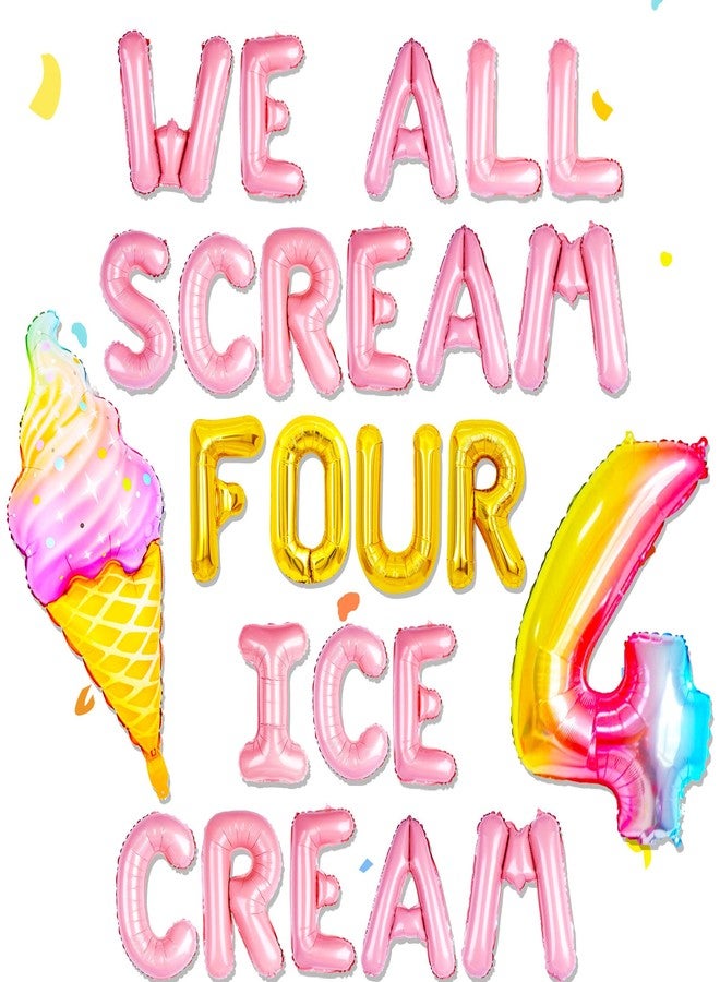 Roaring Good Time Ice Cream Party Decorations 4th Birthday Decoration Candyland Party Decorations for Summer Ice Cream Theme Girl 4th Birthday Party - Image 1