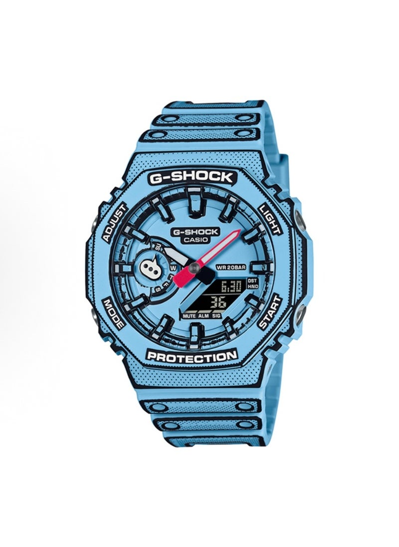 octagonal sports waterproof and shockproof watch GA-2100 bule black