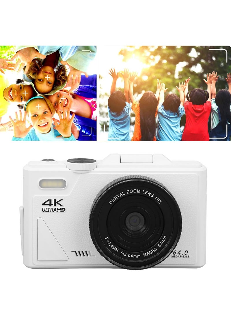 AROAQ - 4K Digital Camera for Photography, 64MP UHD 18X Zoom Autofocus Compact Digital Camera with 3 Inch Flip Screen, Vlogging Camera for Travel Photography Vlogging, Travel Camera - Image 1