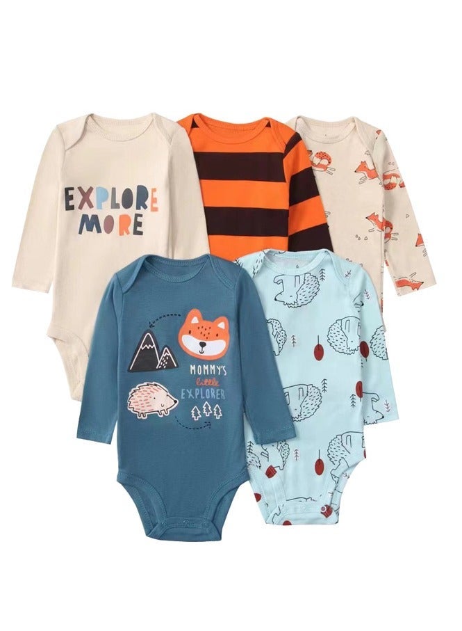 Baby Boy Long Sleeve Onesies 5-Pack
