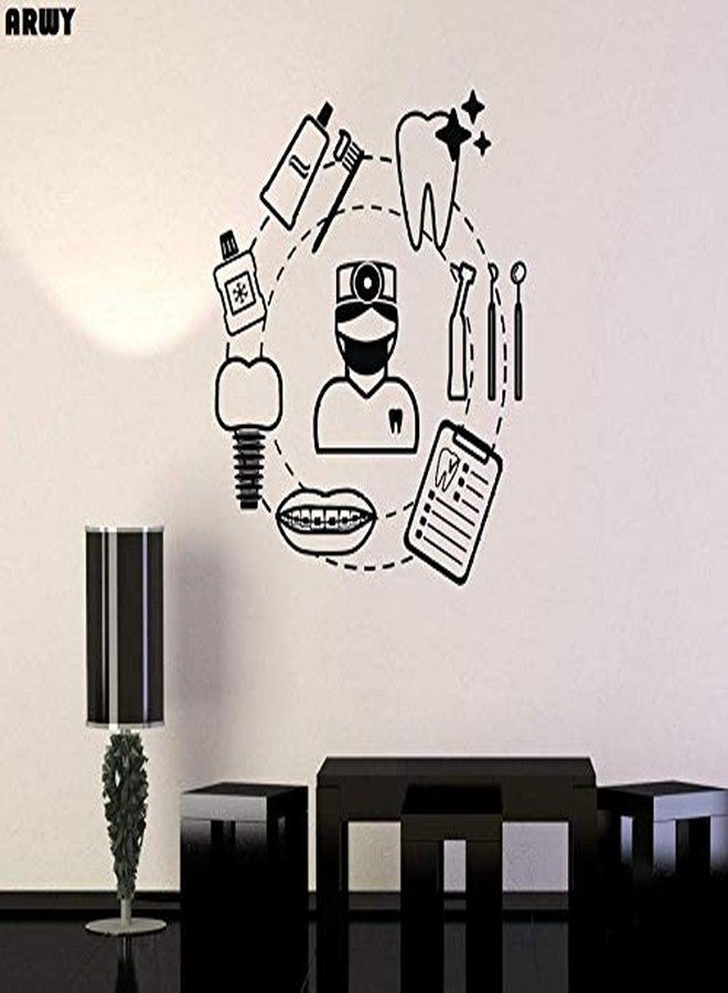 Roonir Dental Wall Stickers for Clinic Wall Stickers Dental Care Vinyl Wall Decals Dentist Teeth Tools Stickers murals Dental Shop Decoration Window Decals 42x45cm