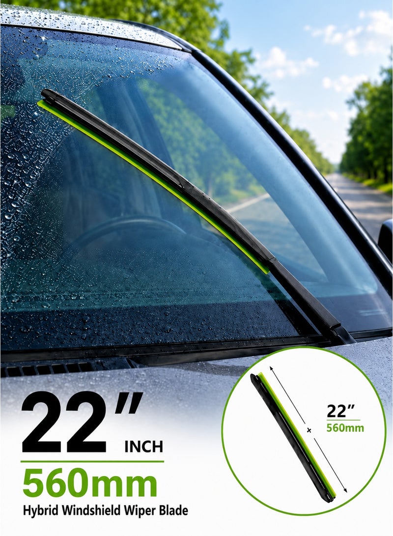 HANSA 22 Inch (560mm) Hybrid Windshield Wiper Blade Universal Car Wiper Blade Silicone Coated Rubber Quiet Streak-Free Wiping All Weather Front Windshield Wiper Easy Installation Clear Visibility Durable Replacement Blade ERPCWP 10228 - Image 1