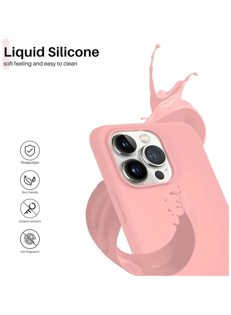 أكاليكس جراب سيليكون متوافق مع iPhone 13 Pro Max، سيليكون سائل رفيع، طبقات من المطاط الهلامي الناعم المقاوم للصدمات، جراب حماية للهاتف مع بطانة TPU متوافق مع iPhone 13 Pro Max (وردي ) - Image 3
