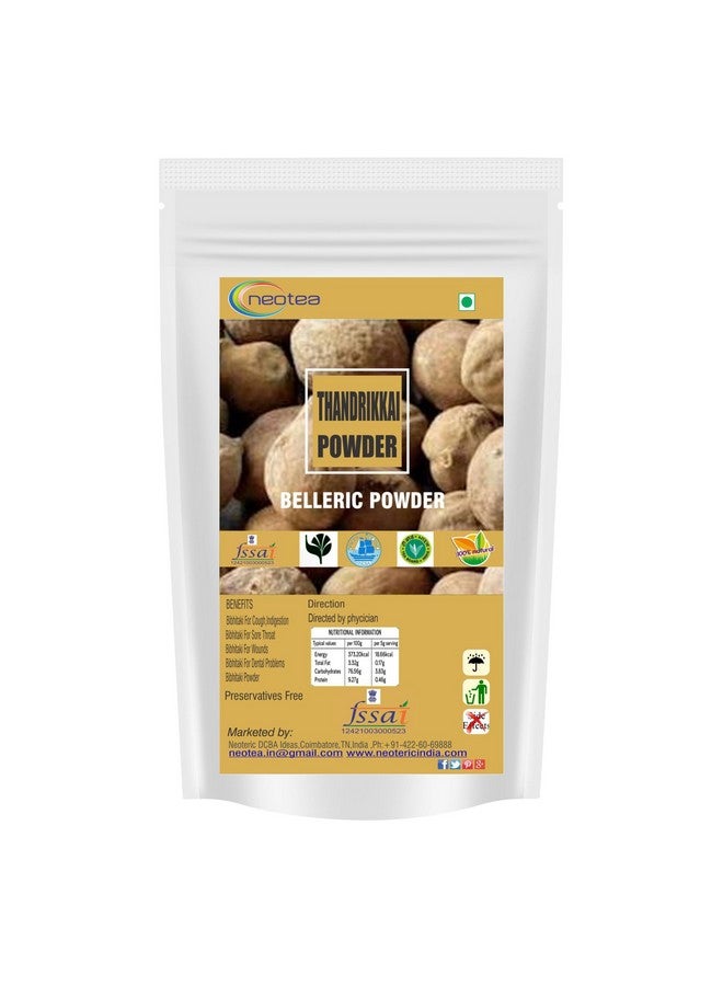 Neotea Thandrikkai Powder | Bahera Beleric | Terminalia Bellirica | Bibhitaki Baheda | Bellarica Tanikaya | Non-GMO | No Added Preservatives | Belerica Fruit | Vibhitak Myrobalan | Digestive, Respiratory & Skin Health | Hair Growth & Wellness 50 GM (Pack Of 10) - Image 1