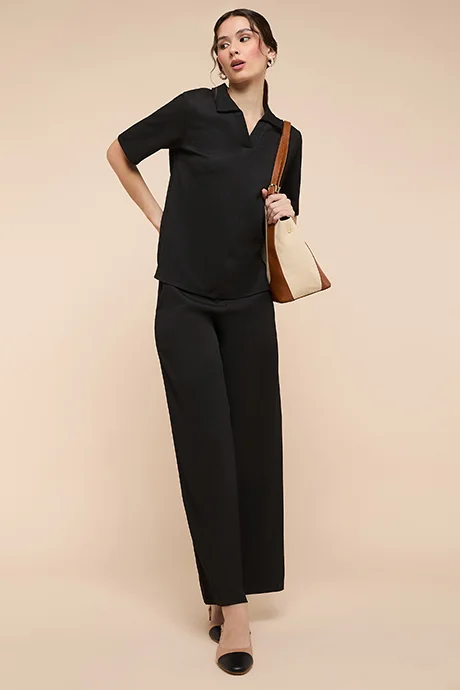 أر أند بي Textured Polo T-Shirt with Short Sleeves