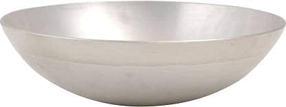 Bright Metal Aluminium Silver Kadai for Cooking Without Handle Round Bottom Deep Frying Karahi for Kitchen  - Image 3