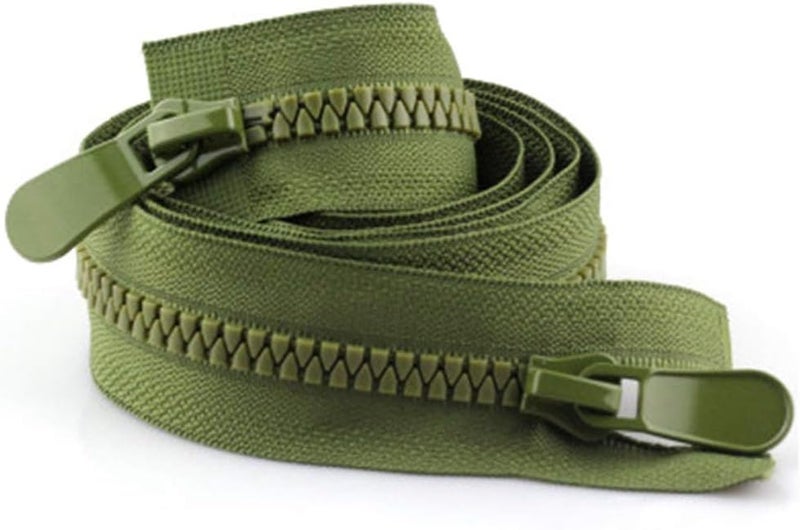 Coloured Zips,Nylon Zipper,8# 120cm Double Opening Resin Zippers Double Sliders Sportwear Sewing Accessories Home DIY Materials Wine,120cm (Color : Green, Size : 120cm) - Image 1