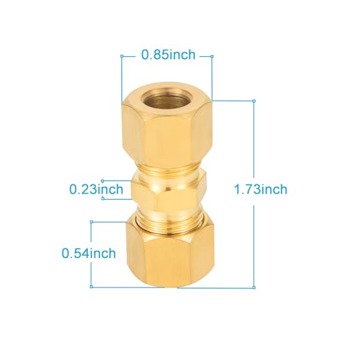 Breezliy Brass Compression Fitting,1/2-Inch OD Compression Union,Brass Compression Tube Fitting(1/2" Tube OD x 1/2" OD Union Connector) - Image 2