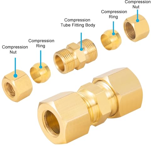 Breezliy Brass Compression Fitting,1/2-Inch OD Compression Union,Brass Compression Tube Fitting(1/2" Tube OD x 1/2" OD Union Connector) - Image 3