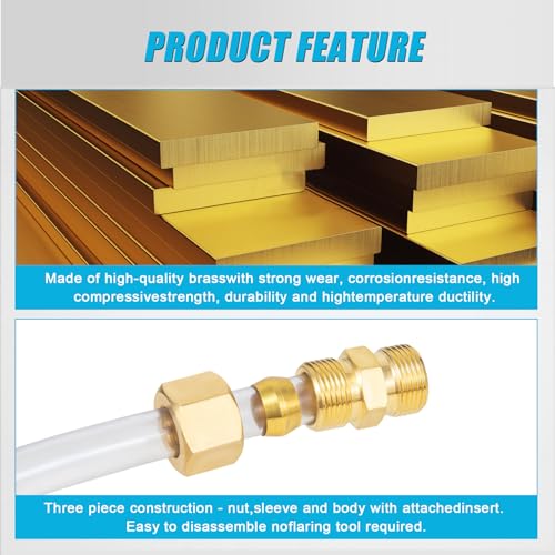 Breezliy Brass Compression Fitting,1/2-Inch OD Compression Union,Brass Compression Tube Fitting(1/2" Tube OD x 1/2" OD Union Connector) - Image 4